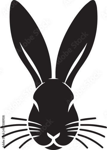 Minimalist rabbit head silhouette with long upright ears