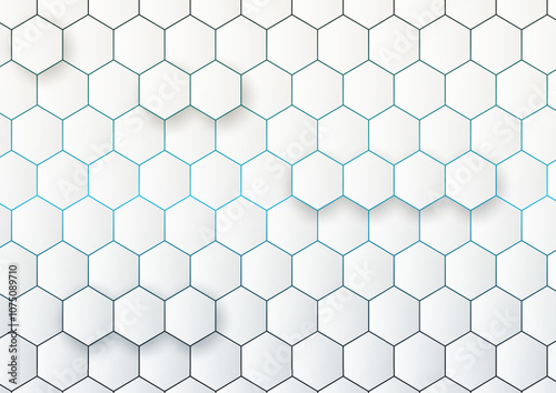 3D Futuristic honeycomb mosaic white background. Realistic geometric mesh cells texture. Abstract white vector wallpaper with hexagon grid