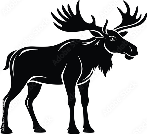 moose silhouette, deer silhouettes vector black  