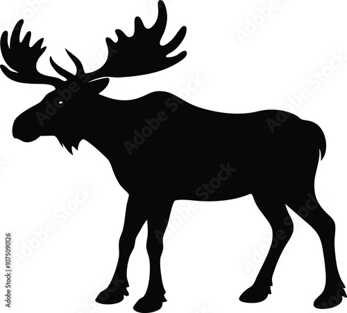 moose silhouette, deer silhouettes vector black  