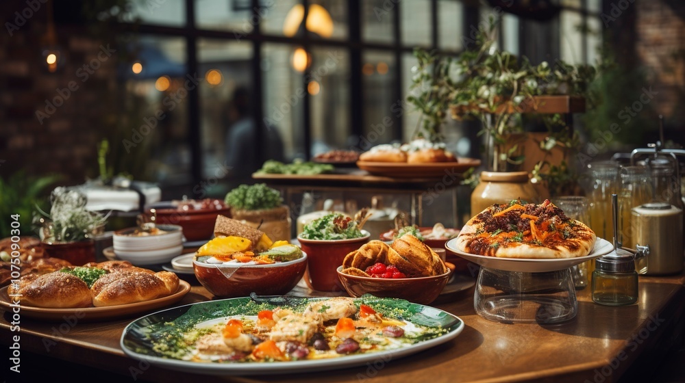 Fototapeta premium A photo of a gourmet brunch cafe