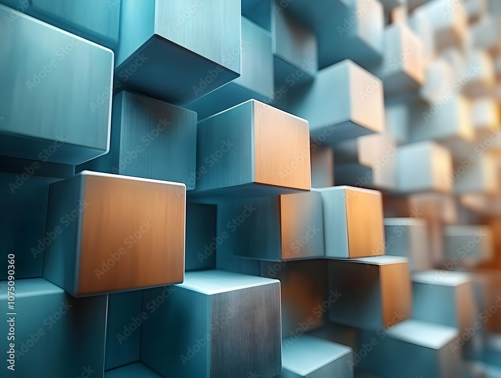3D Abstract Background Blue Orange Cubes Illustration 3D Abstract Background Blue Orange Cubes Illustration