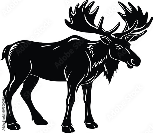 moose silhouette, deer silhouettes vector black  