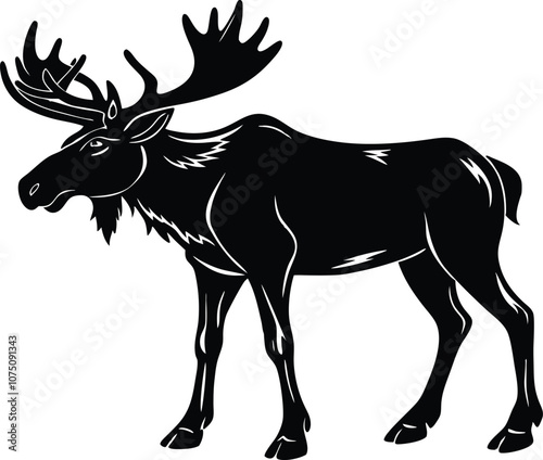 moose silhouette, deer silhouettes vector black  