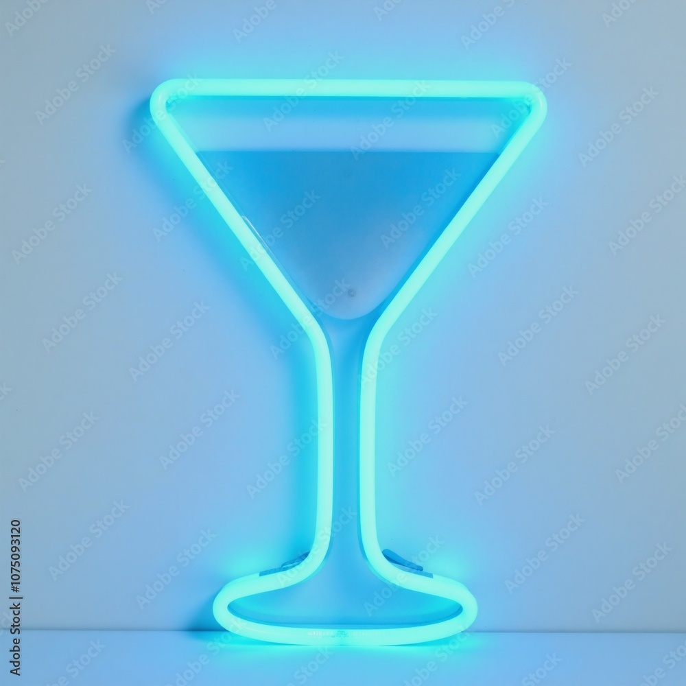 Isolated blue neon martinicocktail sign on white background - Cocktail Concept Isolated blue neon martinicocktail sign on white background - Cocktail Concept