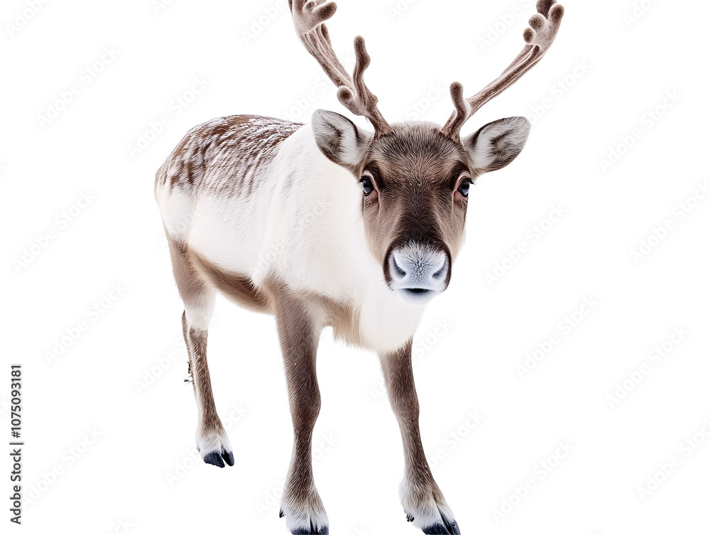 a reindeer with antlers standing on a white background a reindeer with antlers standing on a white background