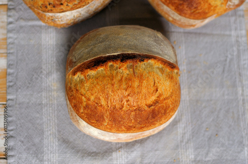 One home baked loaf of sourdough bread