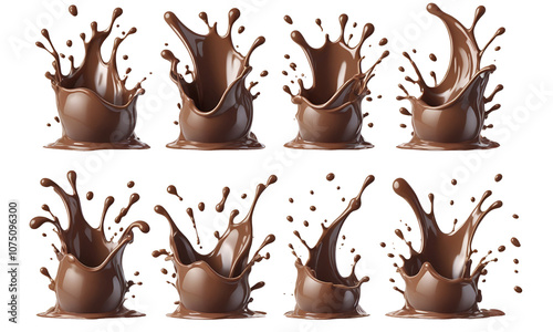 _set of realistic melted chocolate splashes