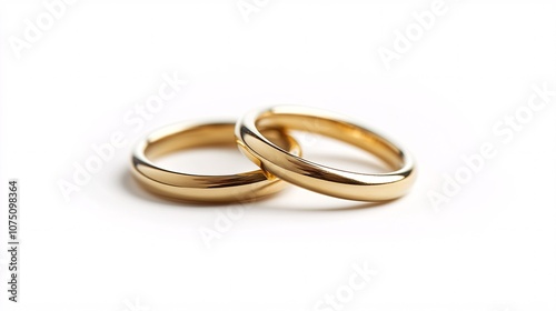 Golden Wedding Rings: A Timeless Symbol of Love and Commitment on White Background