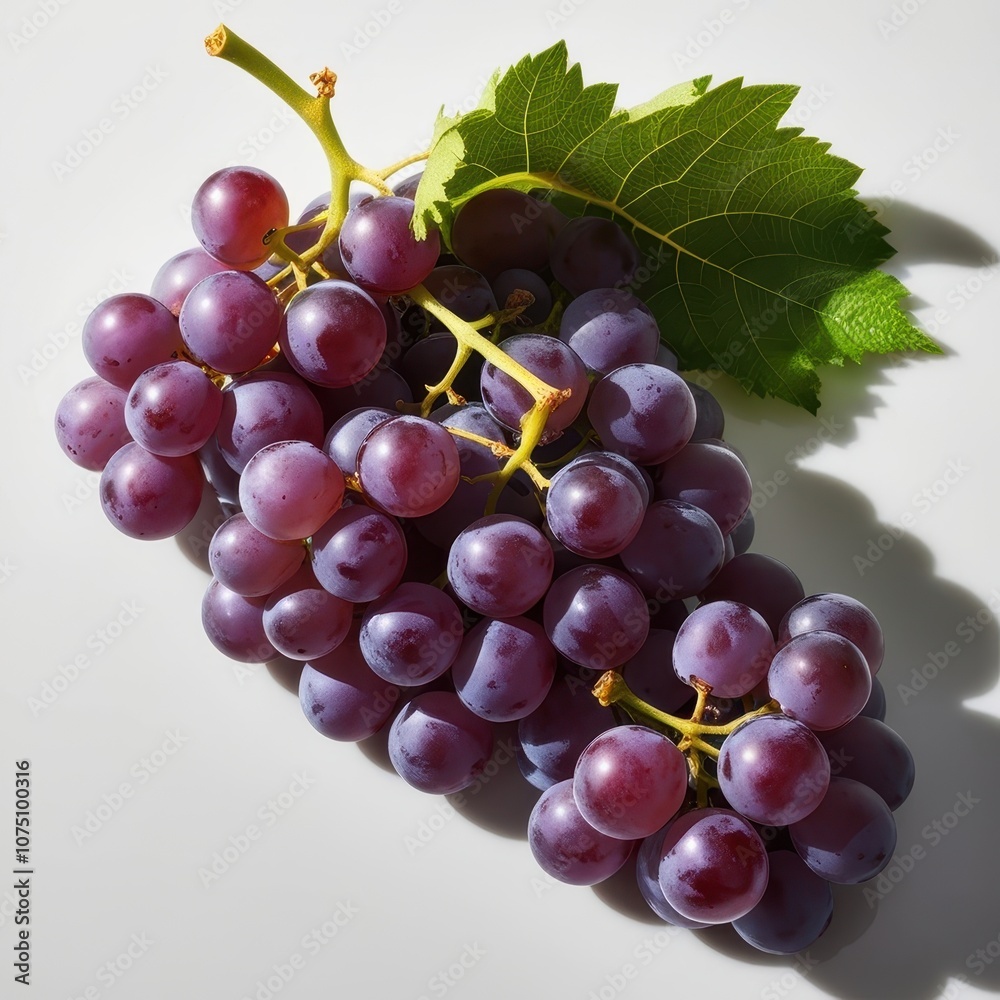 Fototapeta premium Fresh red grapes on a white surface, a perfect image for healthy eating and food advertising