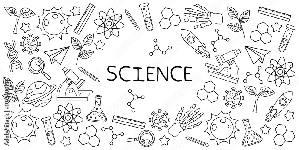 Hand drawn science and chemistry doodle with white background Hand drawn science and chemistry doodle with white background