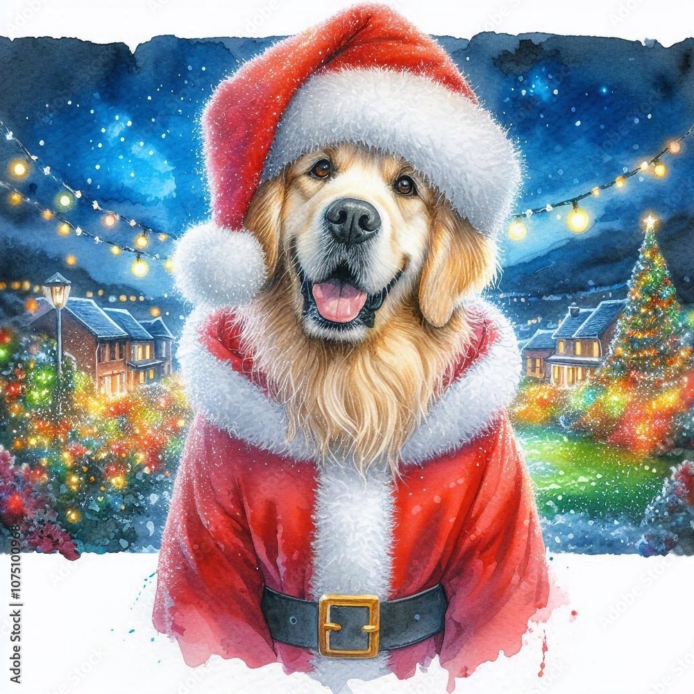 Golden Retriever als Weihnachtsmann
