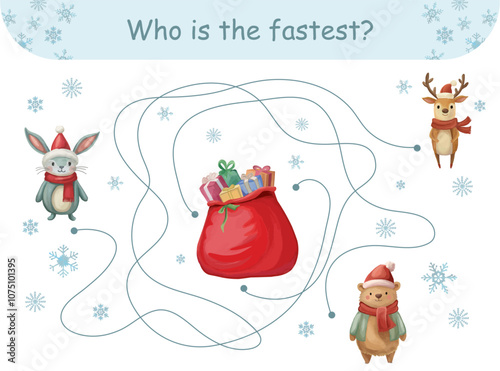 Who is the fastest Christmas educational game with cute animals Activity for preschool kids and toddlers.