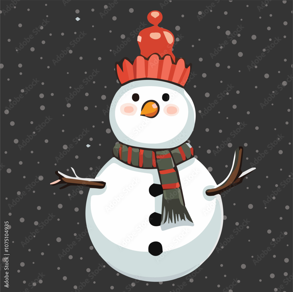 Naklejka premium Vector of a Winter cute Snowman Character