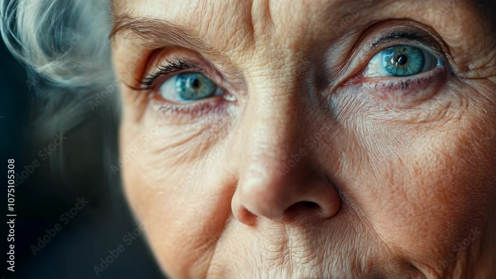 A woman with blue eyes and grey hair A woman with blue eyes and grey hair