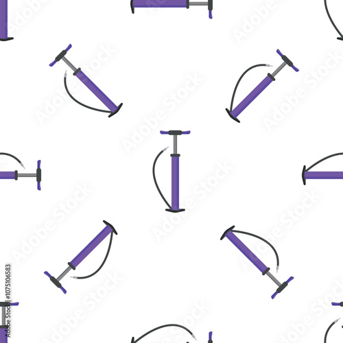 Purple bicycle pump seamless pattern on white background, perfect for websites, blogs, or social media posts