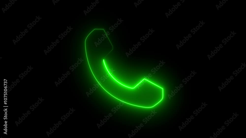 neon green color phone calling icon animation with black background. abstract phone icon concept. neon green color phone calling icon animation with black background. abstract phone icon concept.