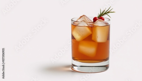 Hand-painted illustration of an isolated Brown Whiskey Sour cocktail on a white background perfect for ads menus or promotional materials