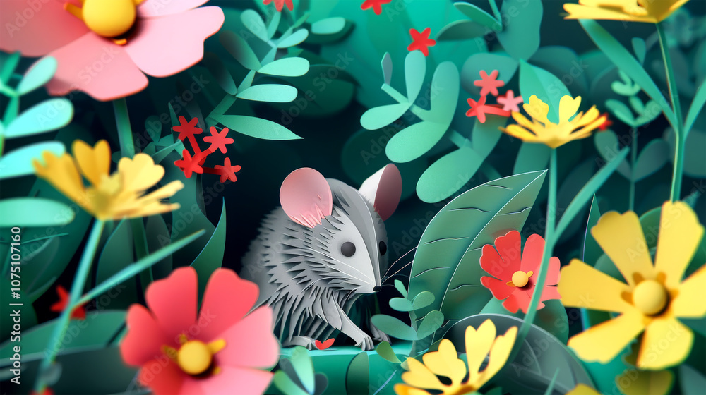 Fototapeta premium animal paper card on background