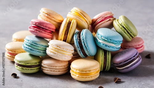 Wallpaper Mural Macarons, colorful French meringue cookies with assorted fillings. Suitable for marketing or business purposes Torontodigital.ca