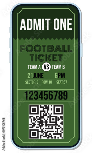 Football match e-ticket. Admit one.