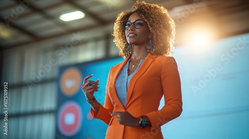 Female Entrepreneur Pitching Tech Startup Ideas
