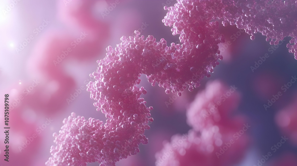 Fototapeta premium 3D Illustration Pink Molecular Structure Biology Science