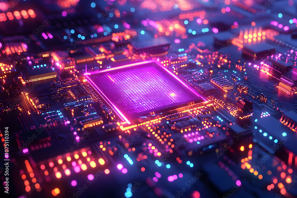 3D Illustration - Circuit Board Technology CPU Data Processing 3D Illustration - Circuit Board Technology CPU Data Processing