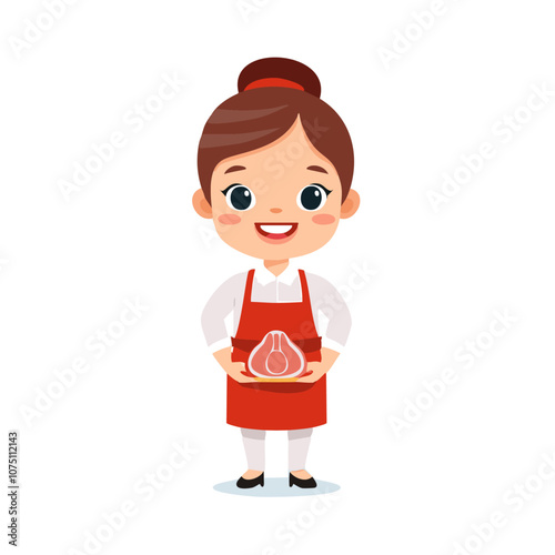 Butcher Cute Worker Work Job Profession Professional Occupation Cartoon Character
