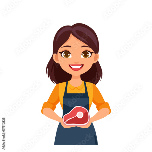 Butcher Cute Worker Work Job Profession Professional Occupation Cartoon Character
