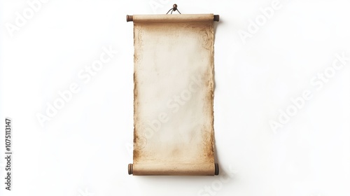 An empty aged scroll on a white background ready for customization and text input.