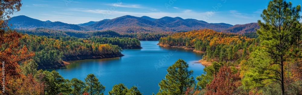 Stunning autumn view of Oak Mountain State Park showcasing vibrant foliage and tranquil waters Stunning autumn view of Oak Mountain State Park showcasing vibrant foliage and tranquil waters