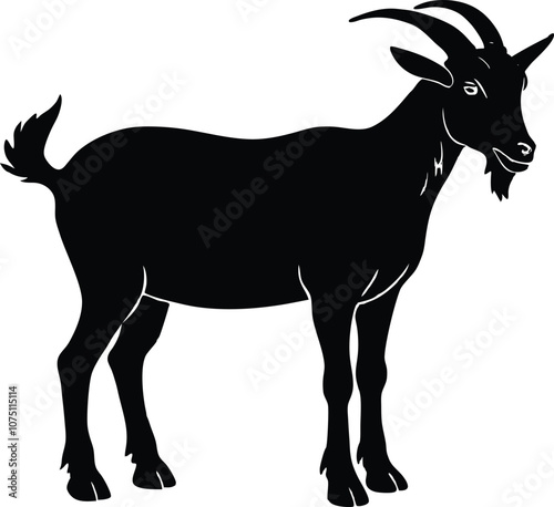 Siberian goat silhouette, black dairy goat vector