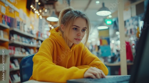 Wallpaper Mural Young Woman Managing Online Commerce Stores Torontodigital.ca