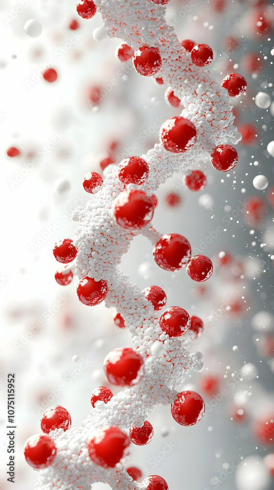3D Illustration Red and White Molecular Structure 3D Illustration Red and White Molecular Structure