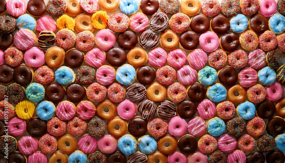 画面いっぱいの大量のドーナツ（A large amount of donuts fills the screen.）
