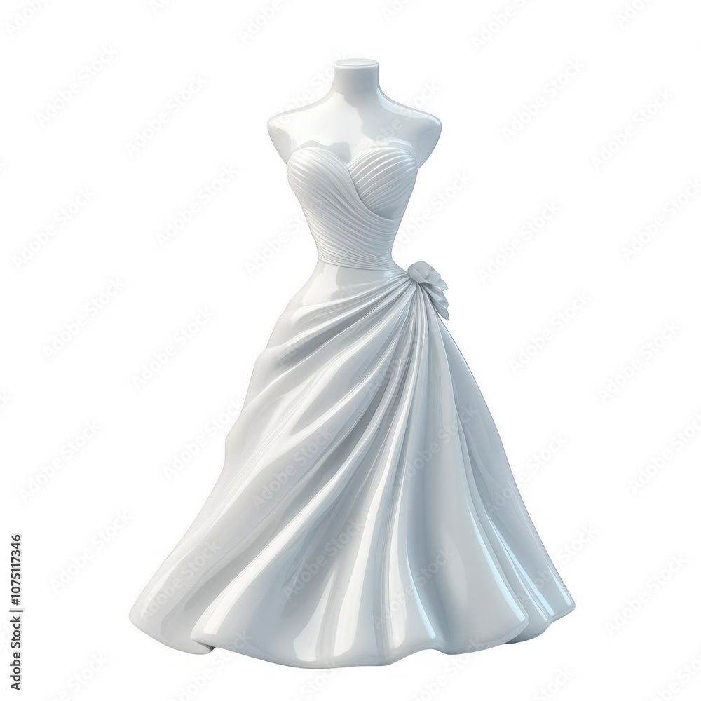 Elegant and Timeless White Ball Gown Dress on Mannequin Elegant and Timeless White Ball Gown Dress on Mannequin