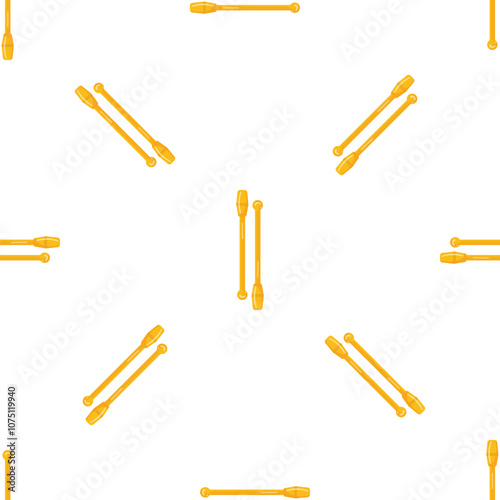 Rhythmic gymnastics clubs forming a seamless pattern on white background, perfect for sports and fitness projects
