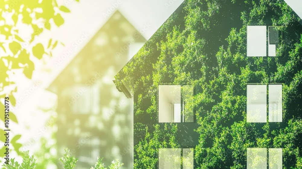 Green residential buildings with sustainable design close up, focus on ... - Green Residential Building Design Concepts
