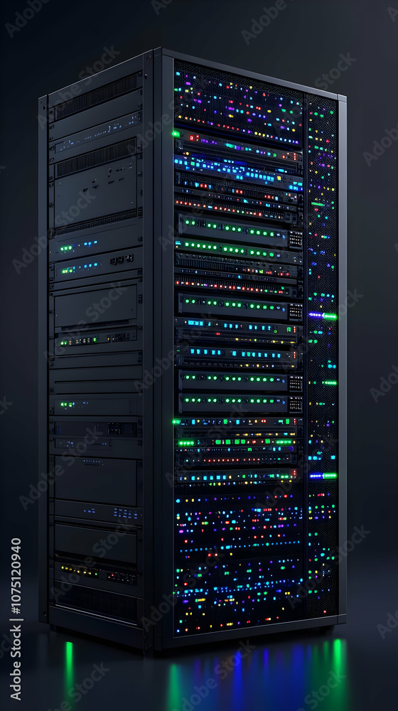 3D Server Rack Data Center Technology Illustration 3D Server Rack Data Center Technology Illustration