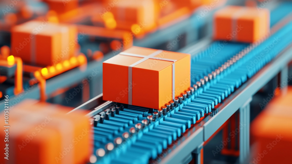 Large-Scale Automated Logistics Hub with Efficient Package Transport Conveyors Large-Scale Automated Logistics Hub with Efficient Package Transport Conveyors