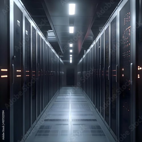 3D Server Room Data Center Technology Network Illustration