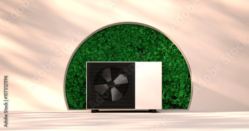 heat pump energy as a heater and alternative green energy - 3D Illustration