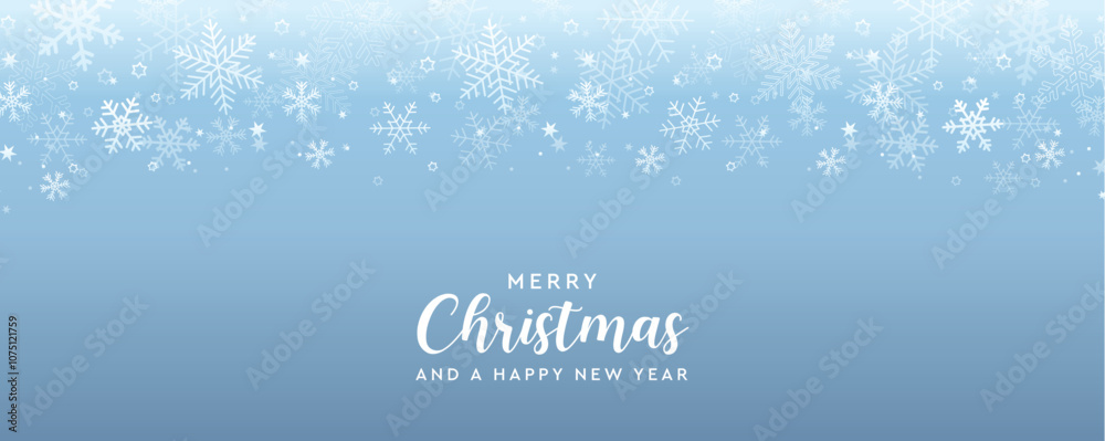 blue christmas banner with snowflake border vector illustration