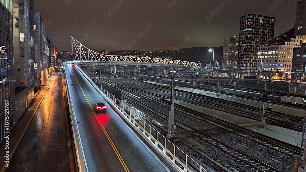 Oslo, Norway, Nordenga bridge, October 19, 2024: View of the city's modern architecture. Modern real estate, apartment buildings Oslo, Norway, Nordenga bridge, October 19, 2024: View of the city's modern architecture. Modern real estate, apartment buildings