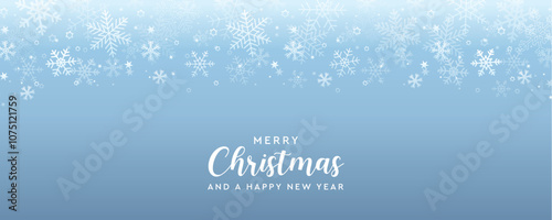 blue christmas banner with snowflake border vector illustration