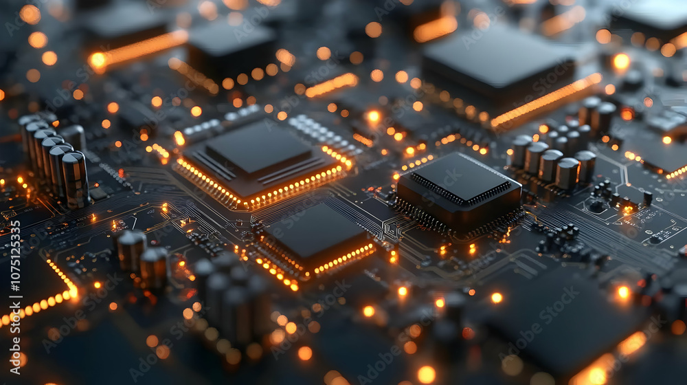 3D Render Circuit Board Technology CPU Microchip 3D Render Circuit Board Technology CPU Microchip