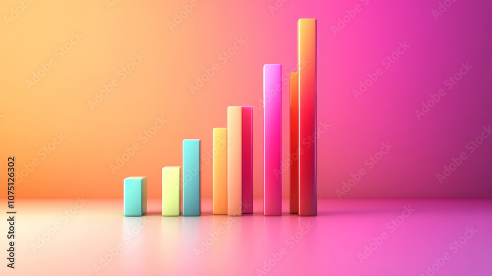 Vibrant Business Data Analysis Gradient Bar Chart 3D Vibrant Business Data Analysis Gradient Bar Chart 3D
