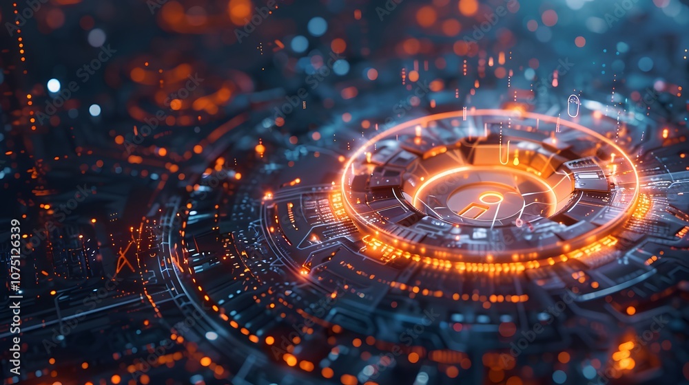 A glowing, abstract design with a circle in the center. The circle is surrounded by a series of smaller circles, all of which are illuminated. The overall effect is one of chaos and confusion A glowing, abstract design with a circle in the center. The circle is surrounded by a series of smaller circles, all of which are illuminated. The overall effect is one of chaos and confusion