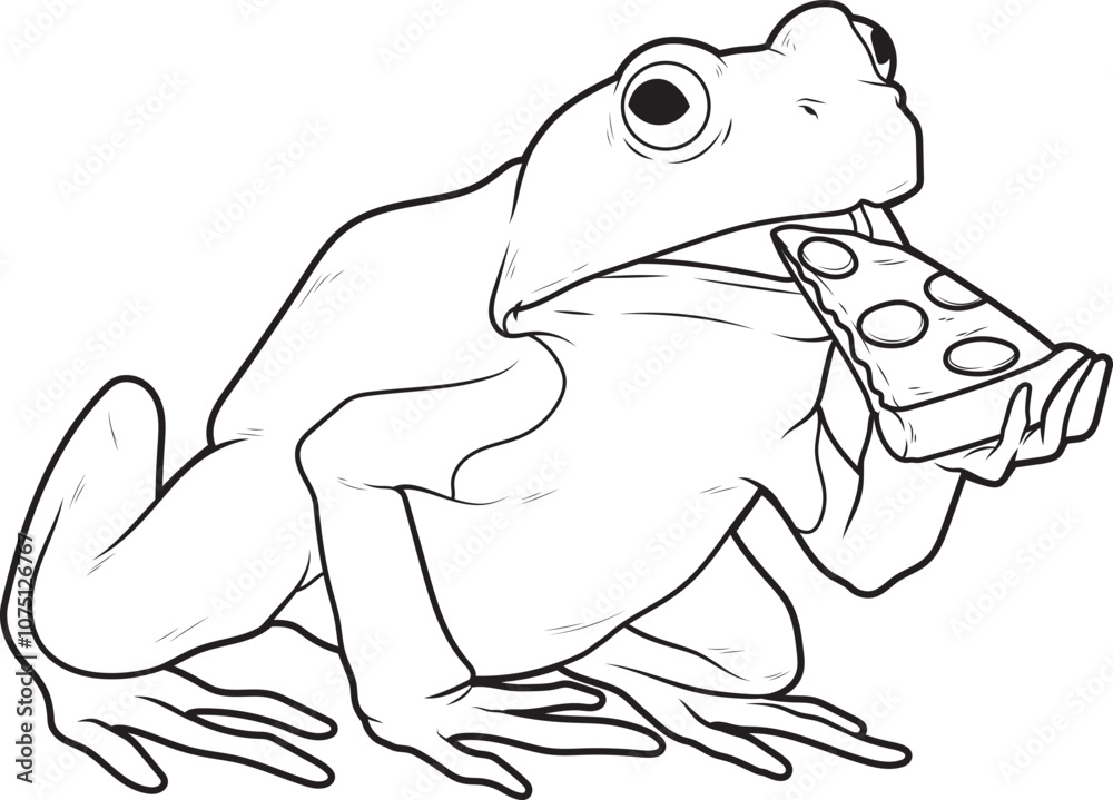 Obraz premium Frog Pizza Animal Vector Graphic Art Illustration